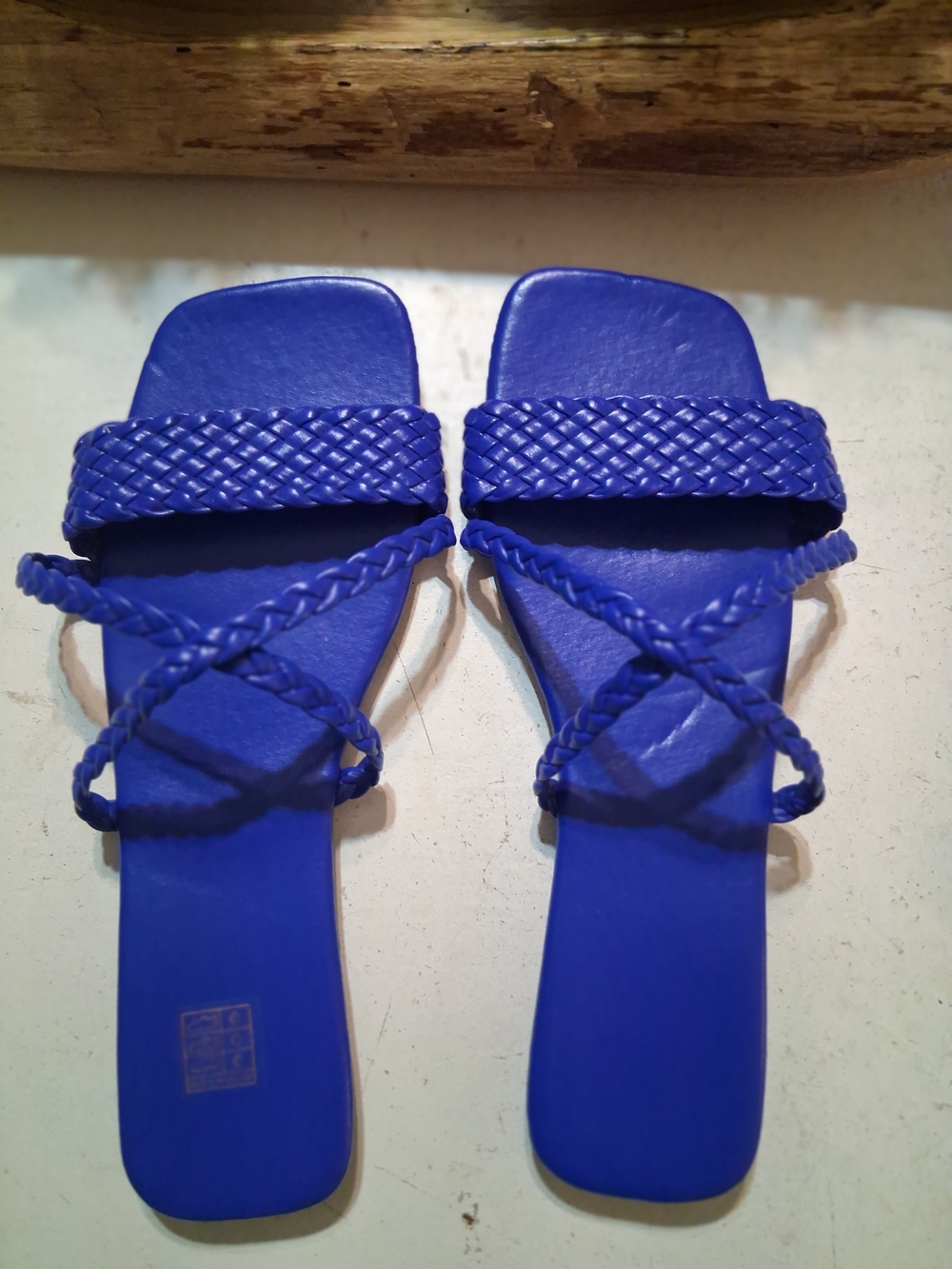 Women's Braided Strap Slide Sandals - Cobalt Blue